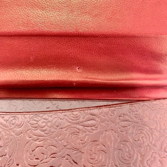PITTI Italian Mid Century Blood Red Gilt Embossed Leather Clutch Wallet Gorgeous - Picture 16 of 16